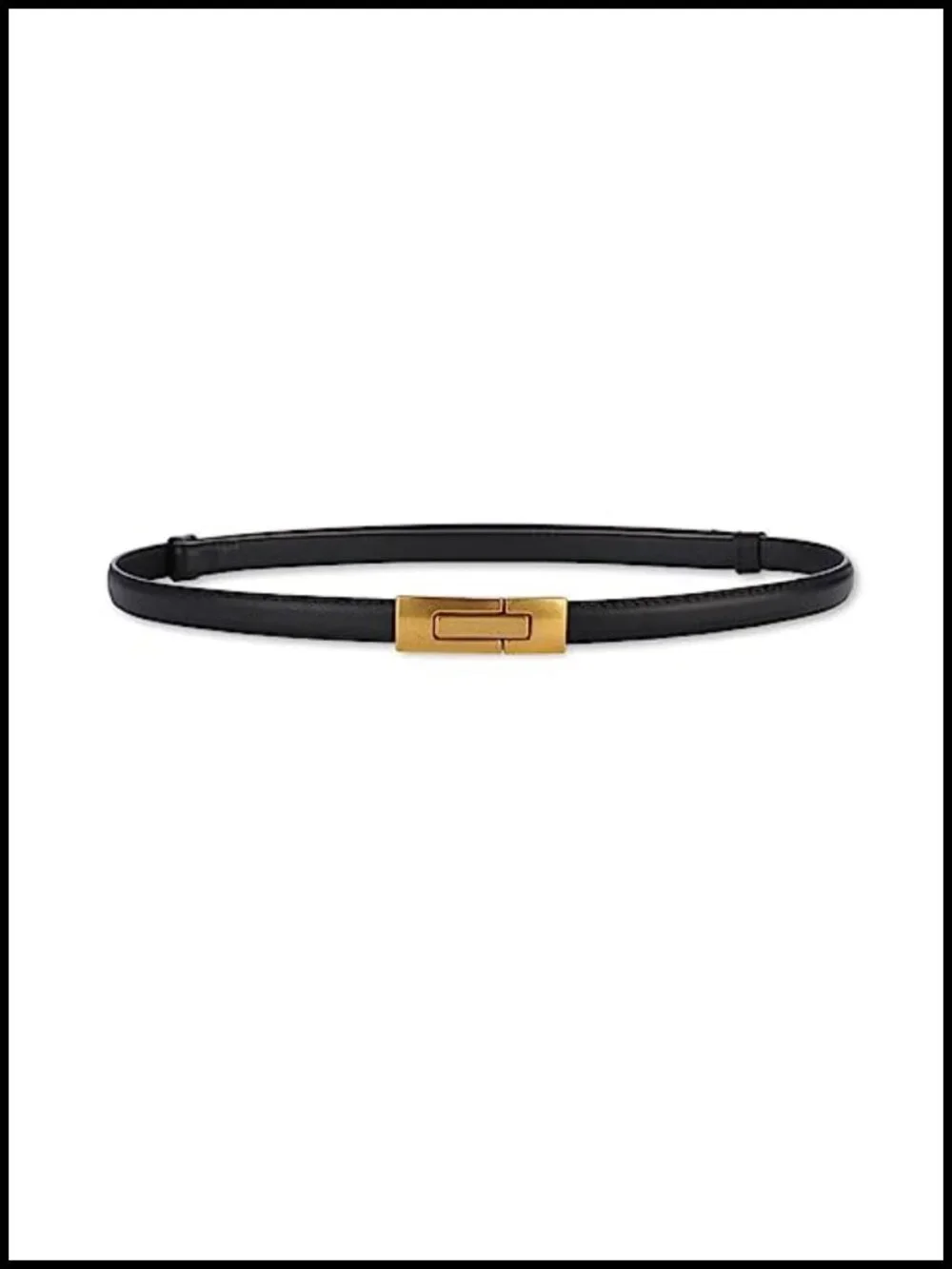 Women's Skinny Cowhide Leather Belt with Interlock Buckle for Dress Jeans Coat
